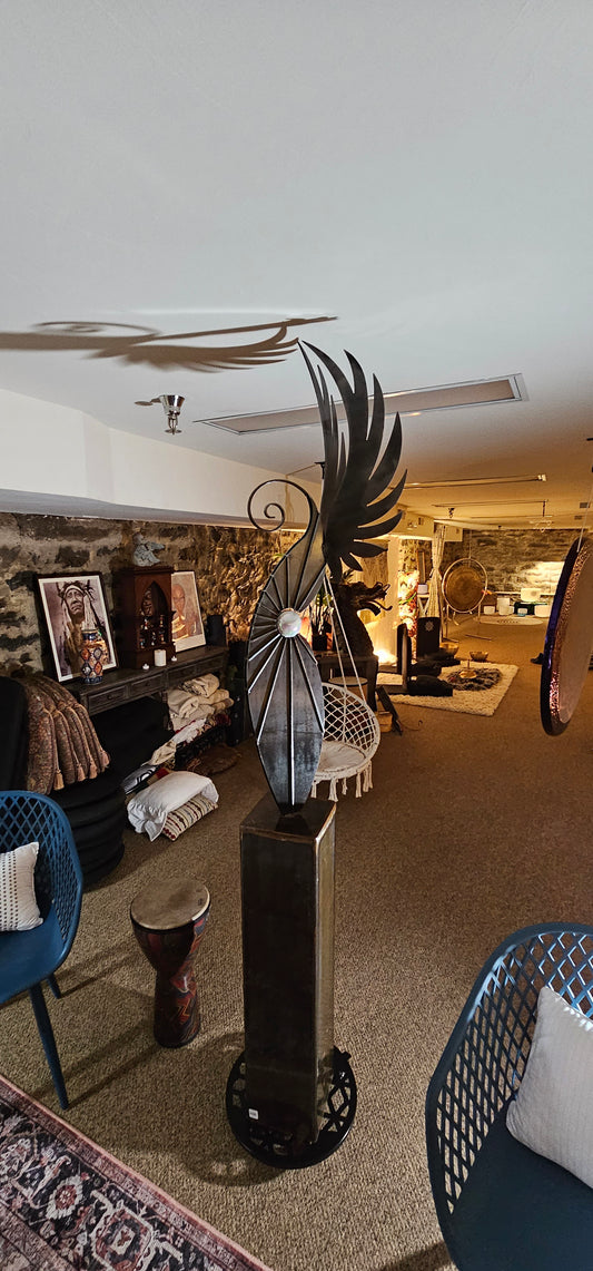 Metal Art with wings and sphere holder
