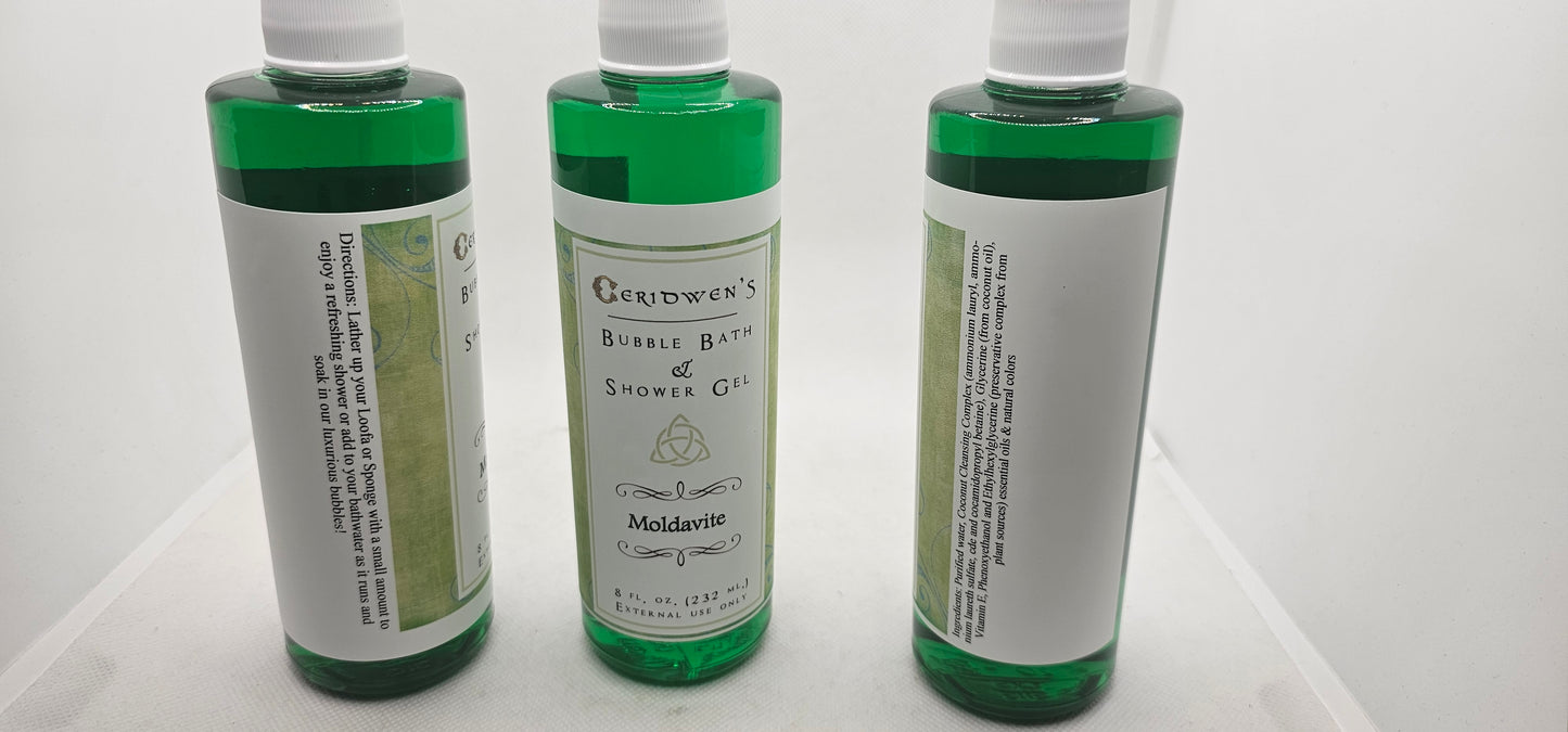 Moldavite Bubble Bath & Shower Gel For Transformation, Celestial Connections
