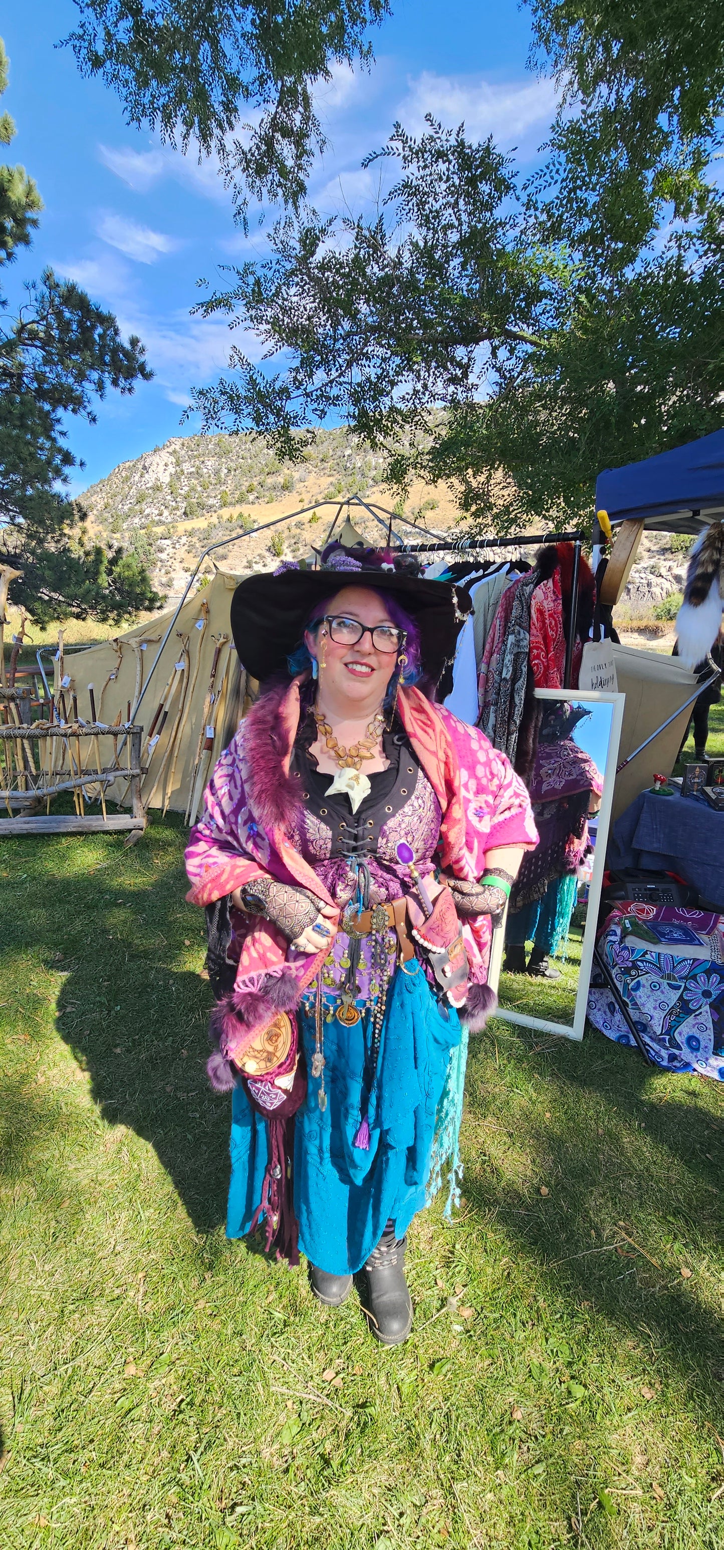 Shawls- Various-Tibet- With Fur around neck w/ pom poms on bottom