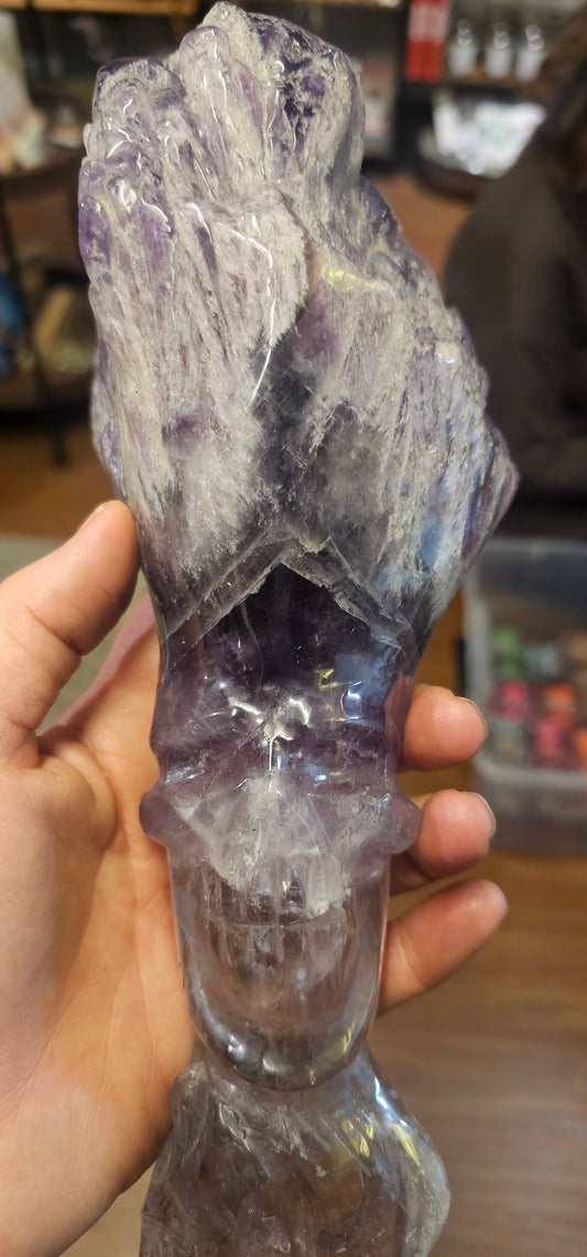 Amethyst Wand with Skull Carving