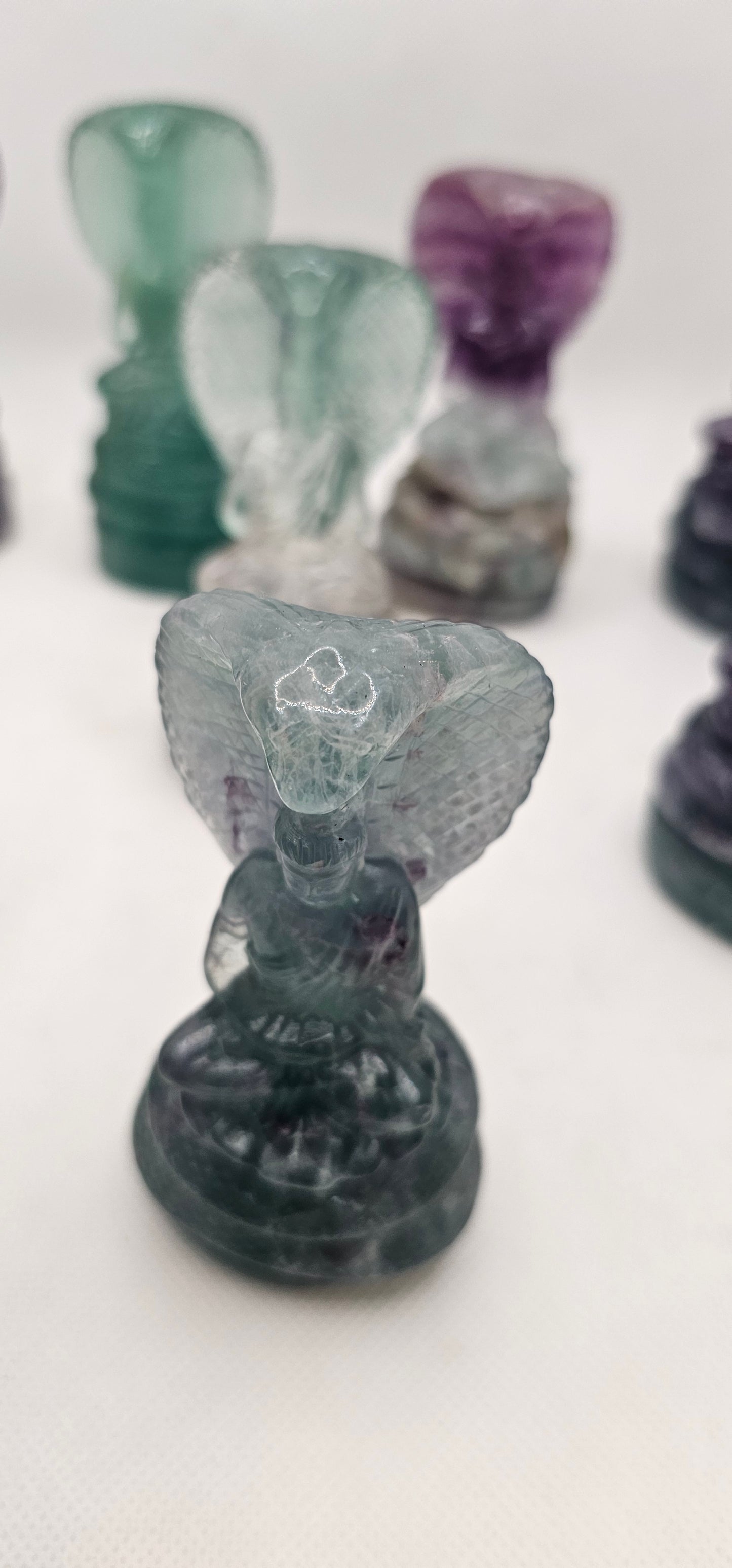 Buddha and Cobra Flourite Figurine 4 Inch