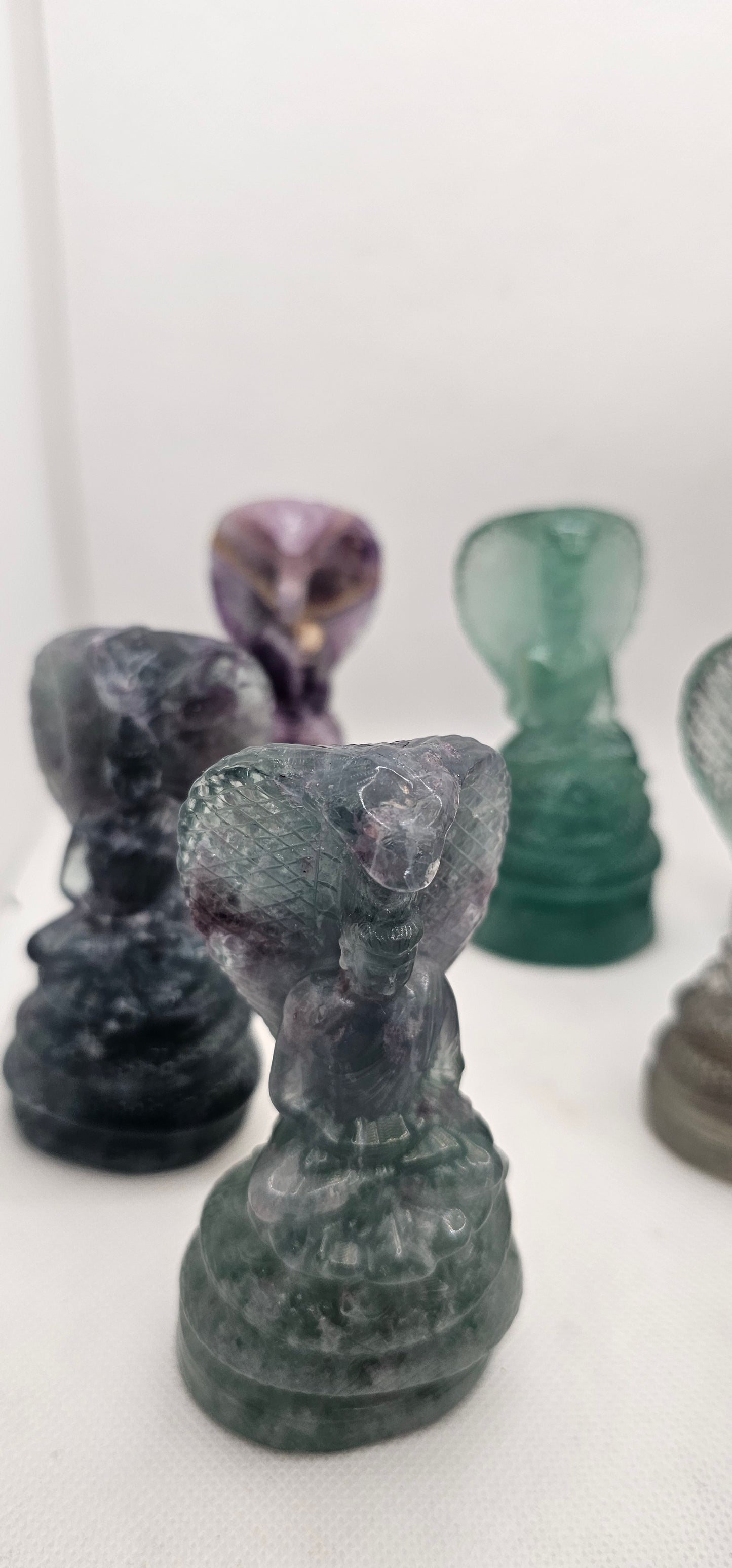 Buddha and Cobra Flourite Figurine 4 Inch