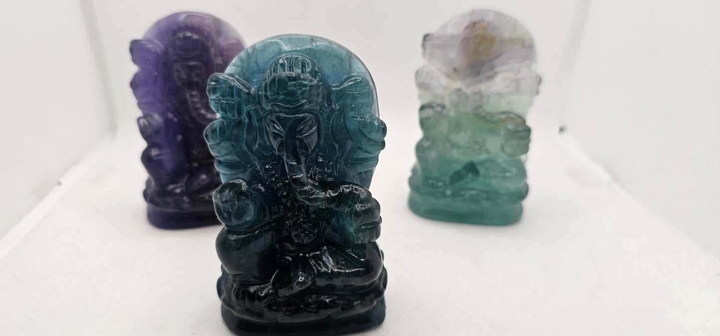 Ganesha Flourite Figurine 4 Inch