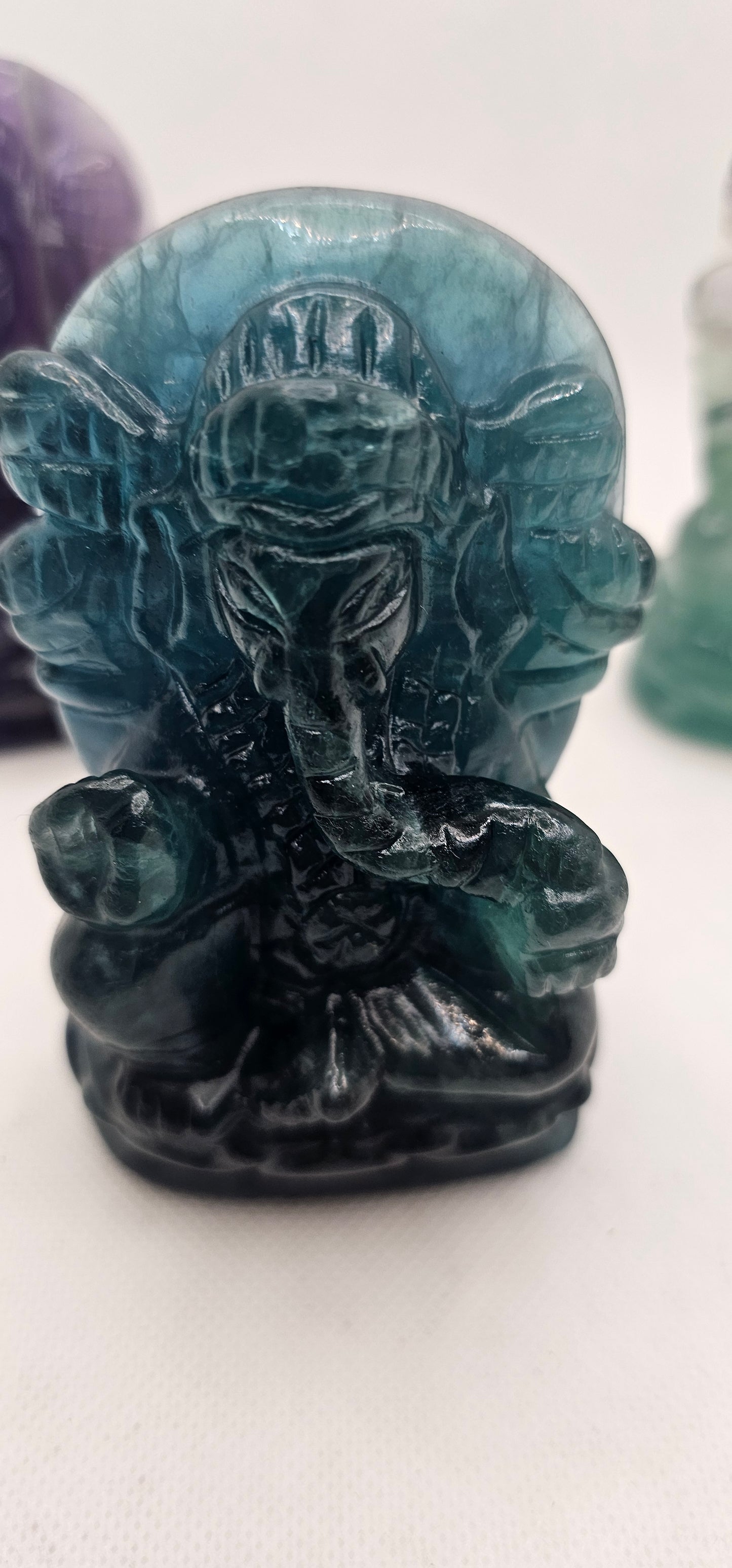 Ganesha Flourite Figurine 4 Inch