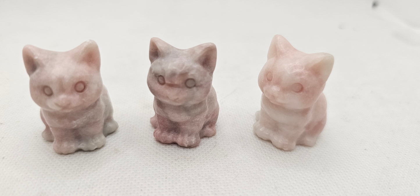 Pink Opal Cat Firgurine 1.5 inch