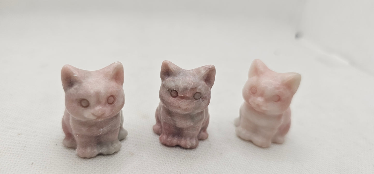 Pink Opal Cat Firgurine 1.5 inch