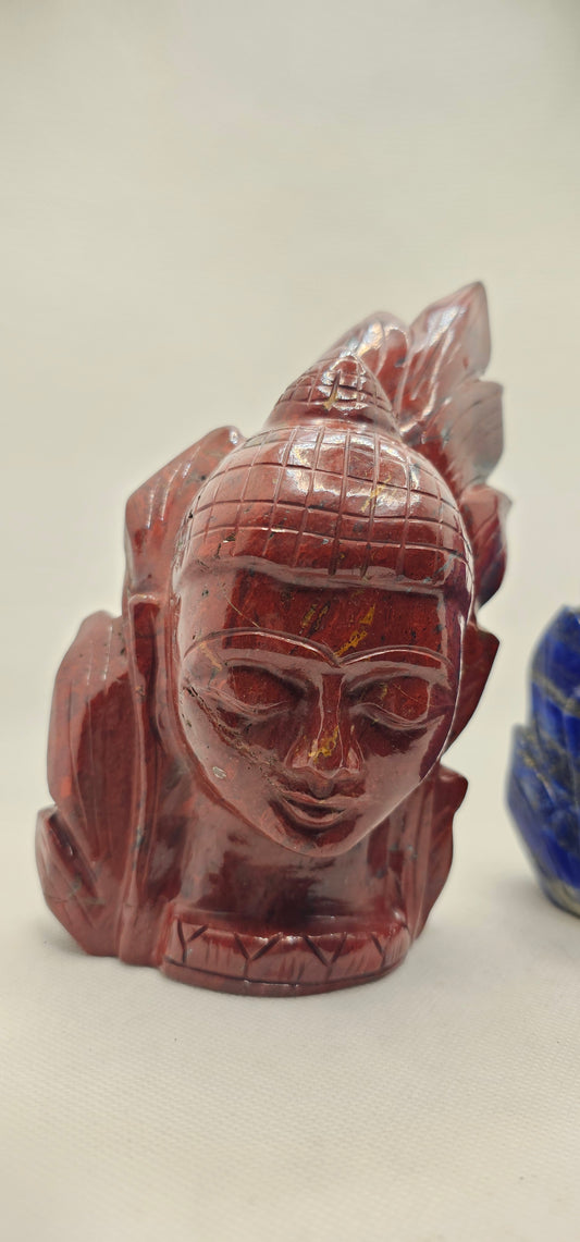 Red Jasper Buddha with Leaf