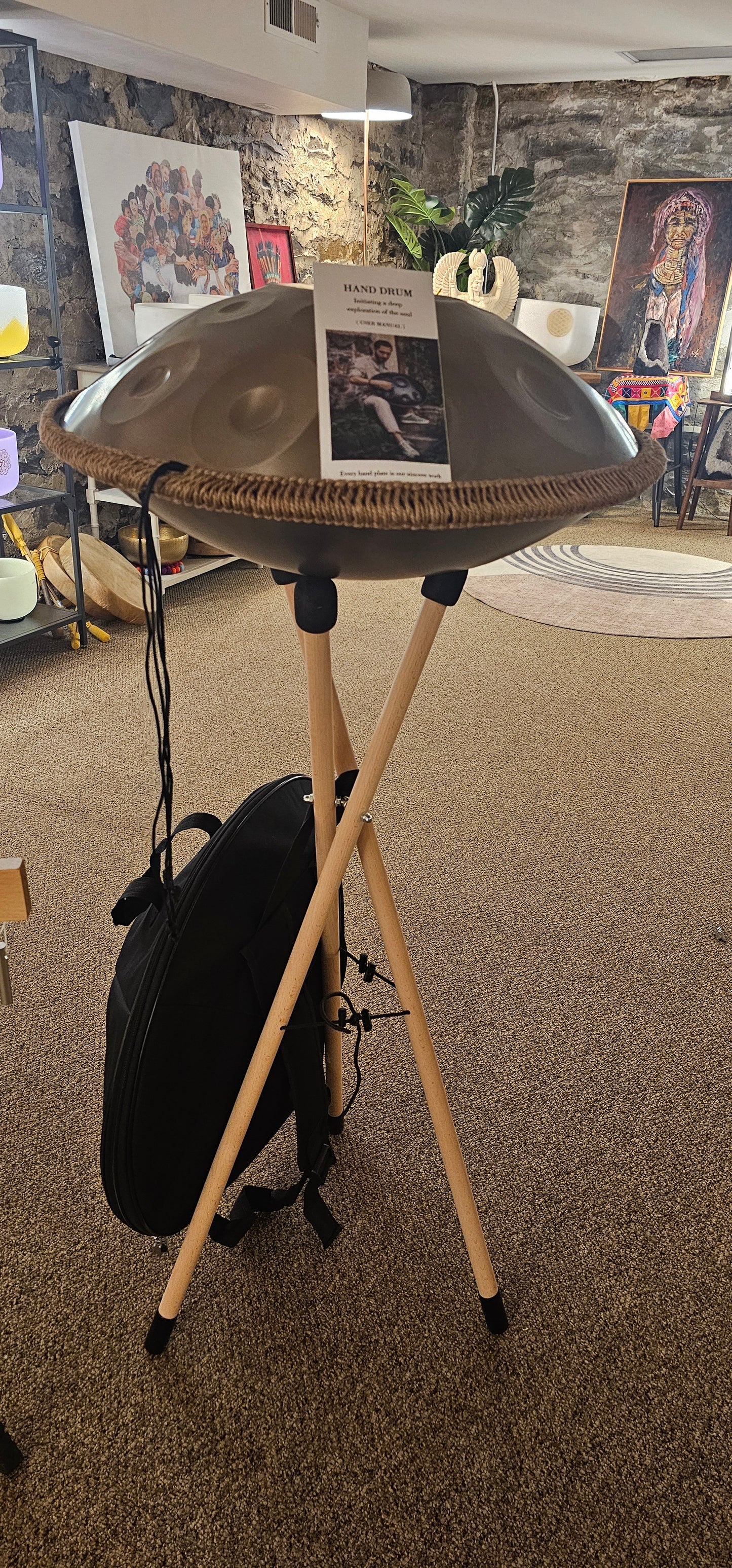 Hand Pan Tall Wood Stand