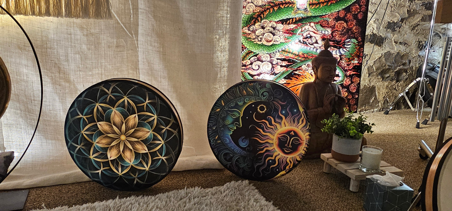 Flower of Life Rain Drum 18"