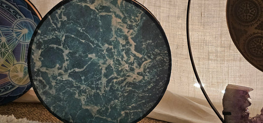 Teal Wave Rain Drum 18"