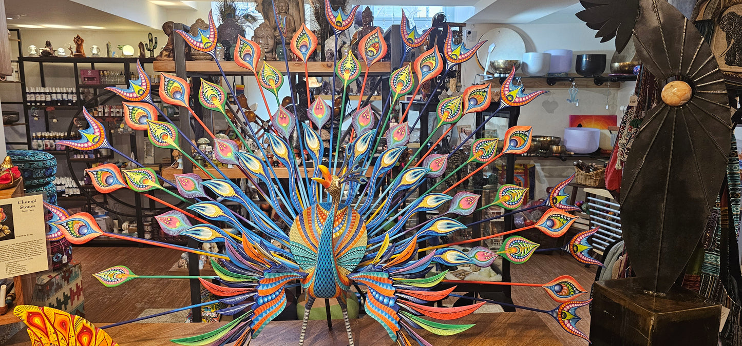 Peacock- Wood Handpainted from Mexico