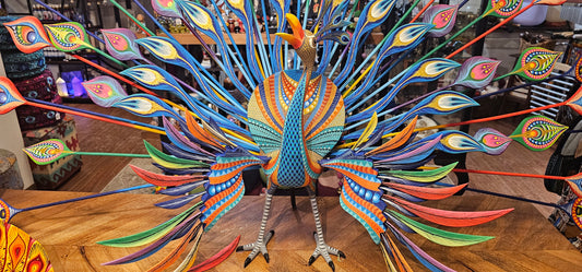 Peacock- Wood Handpainted from Mexico