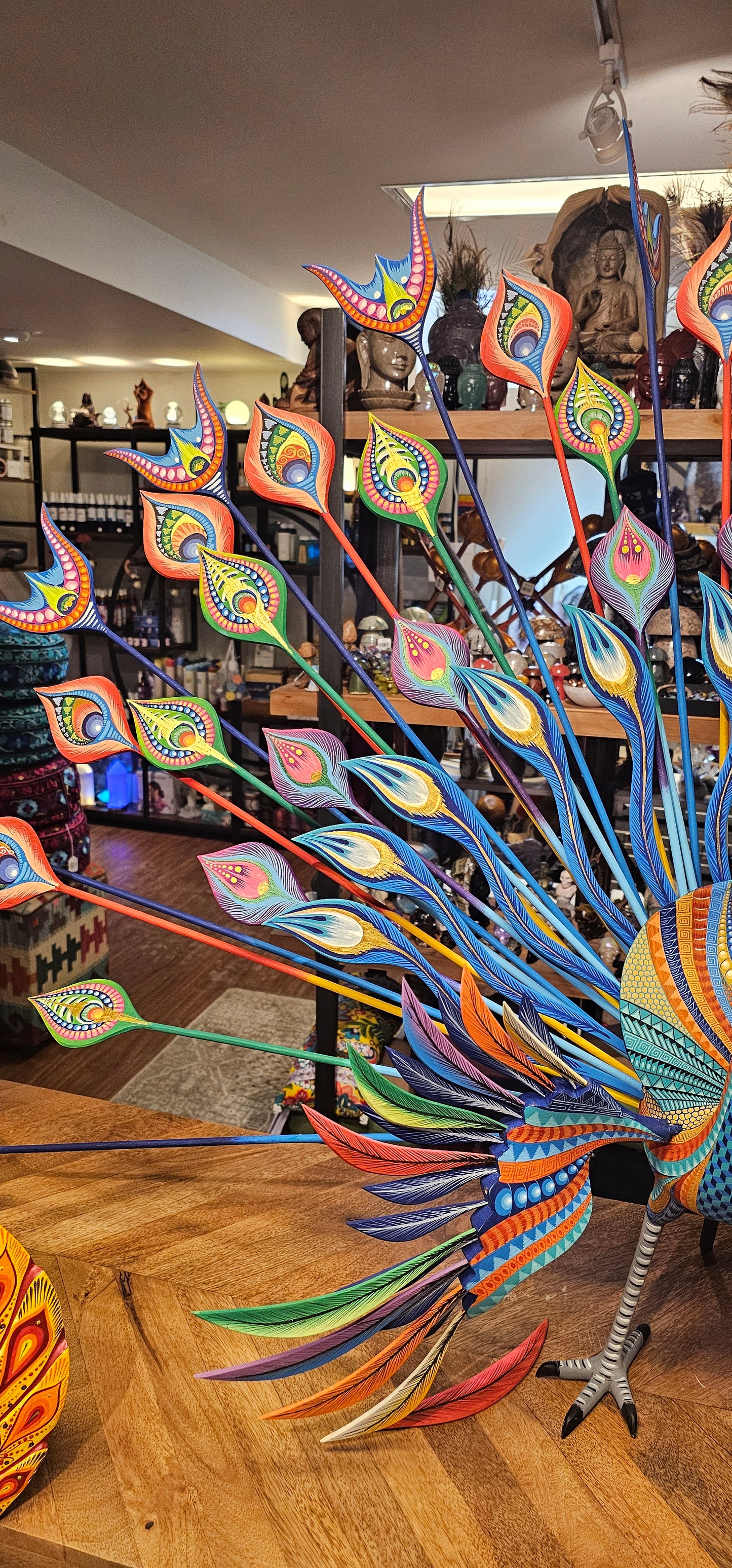 Peacock- Wood Handpainted from Mexico