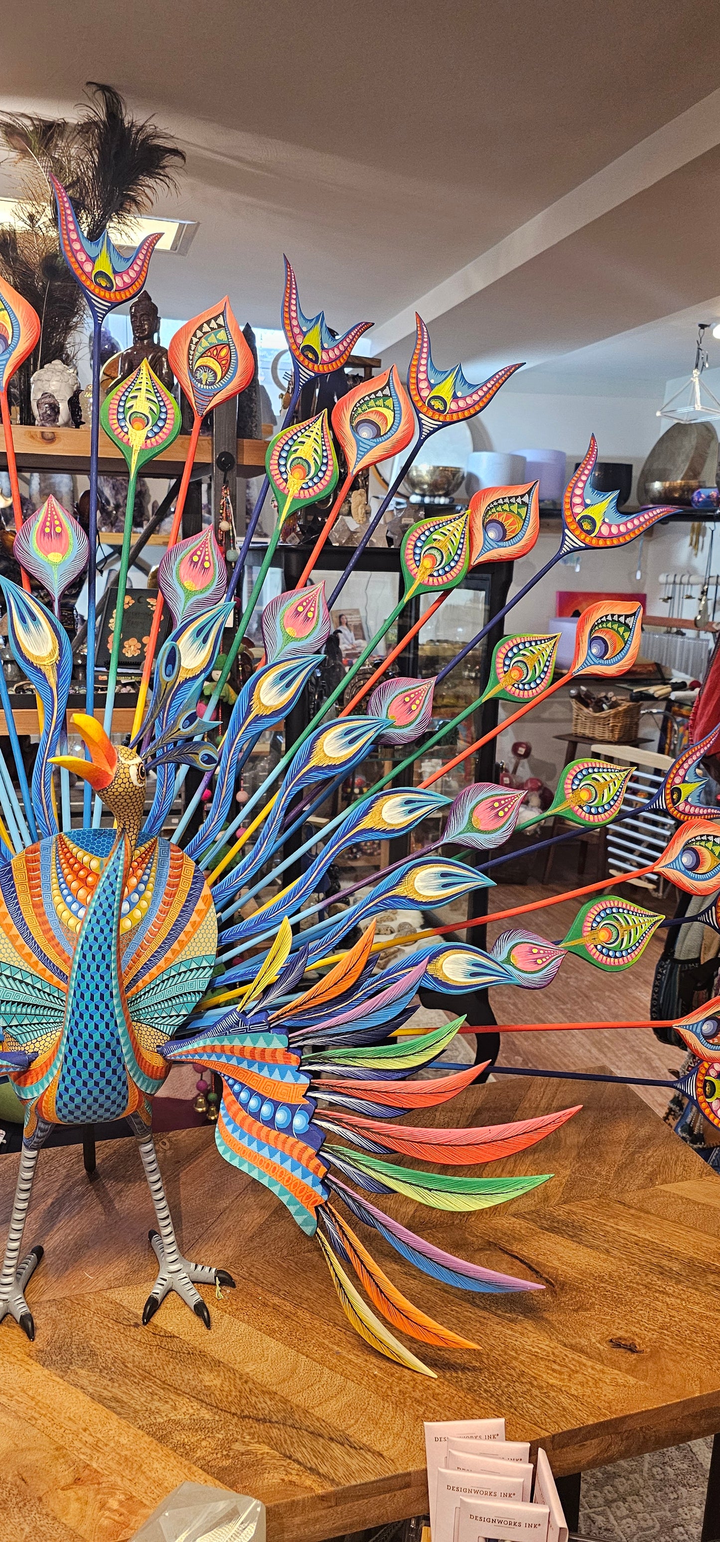 Peacock- Wood Handpainted from Mexico