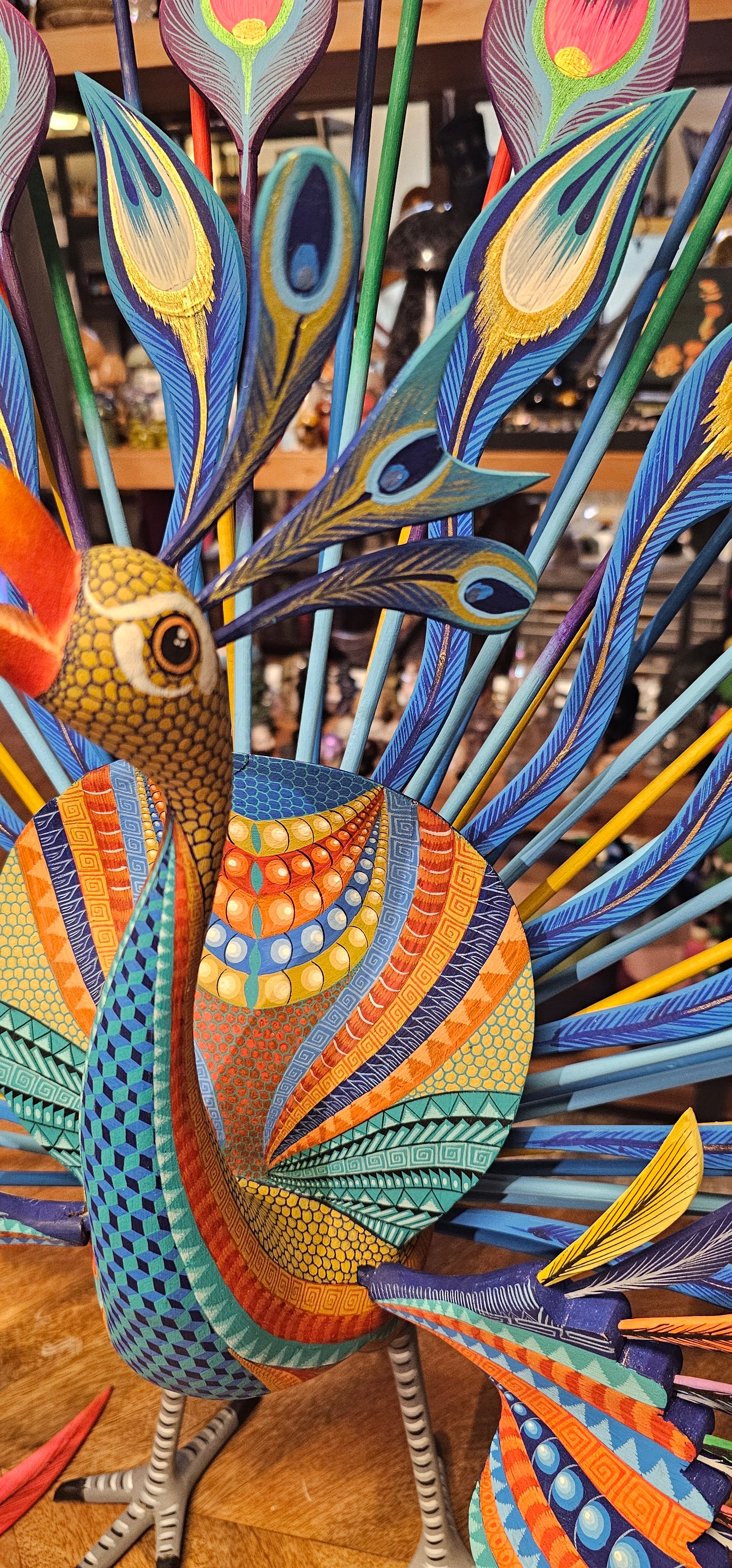 Peacock- Wood Handpainted from Mexico