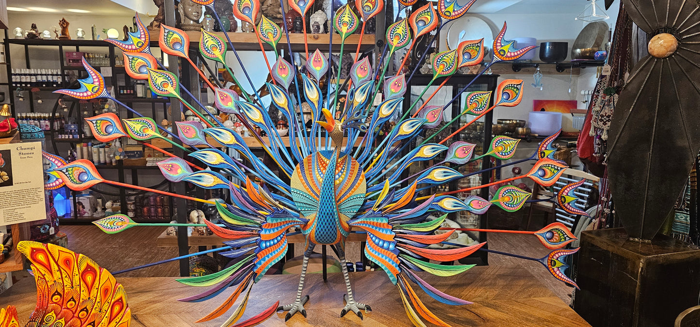 Peacock- Wood Handpainted from Mexico