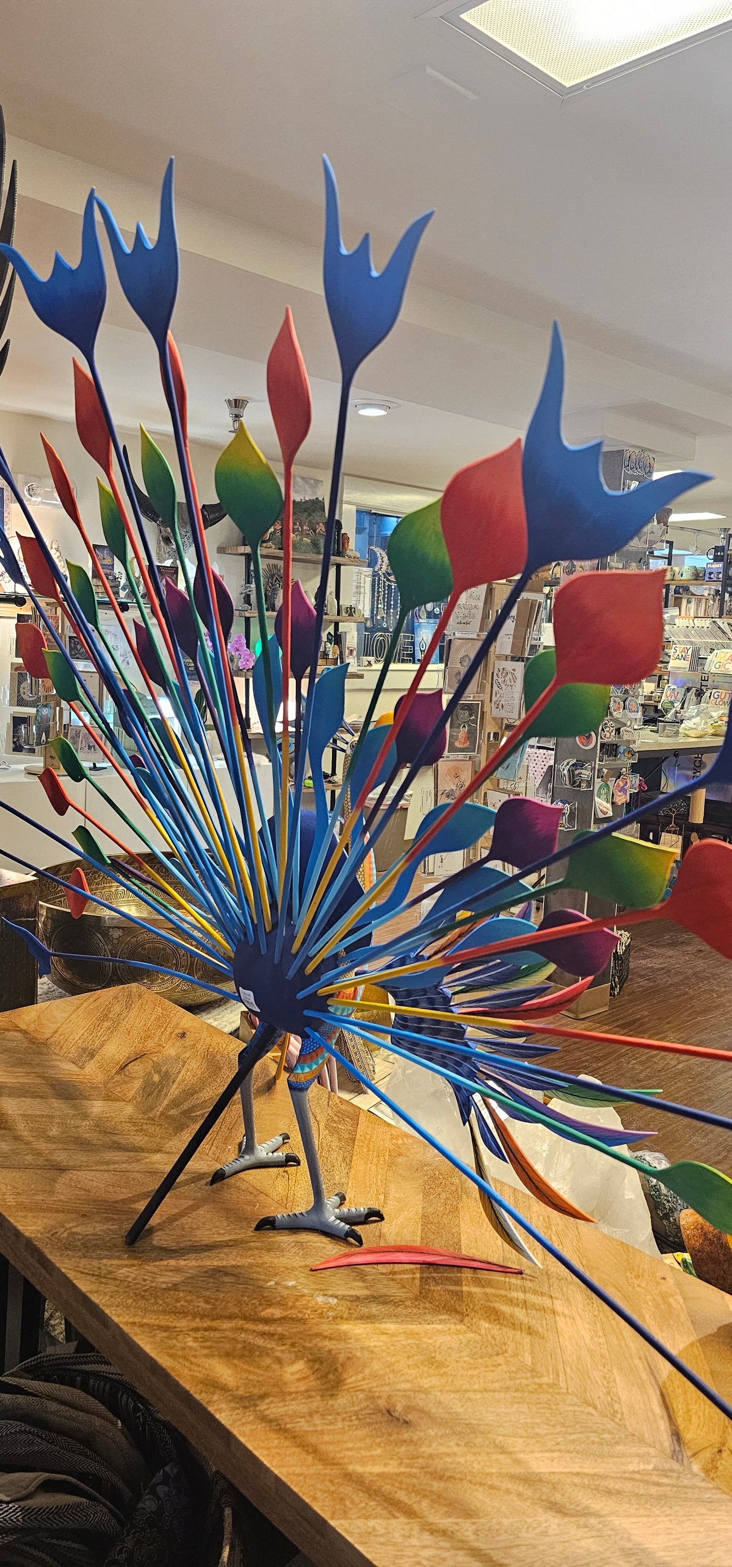 Peacock- Wood Handpainted from Mexico