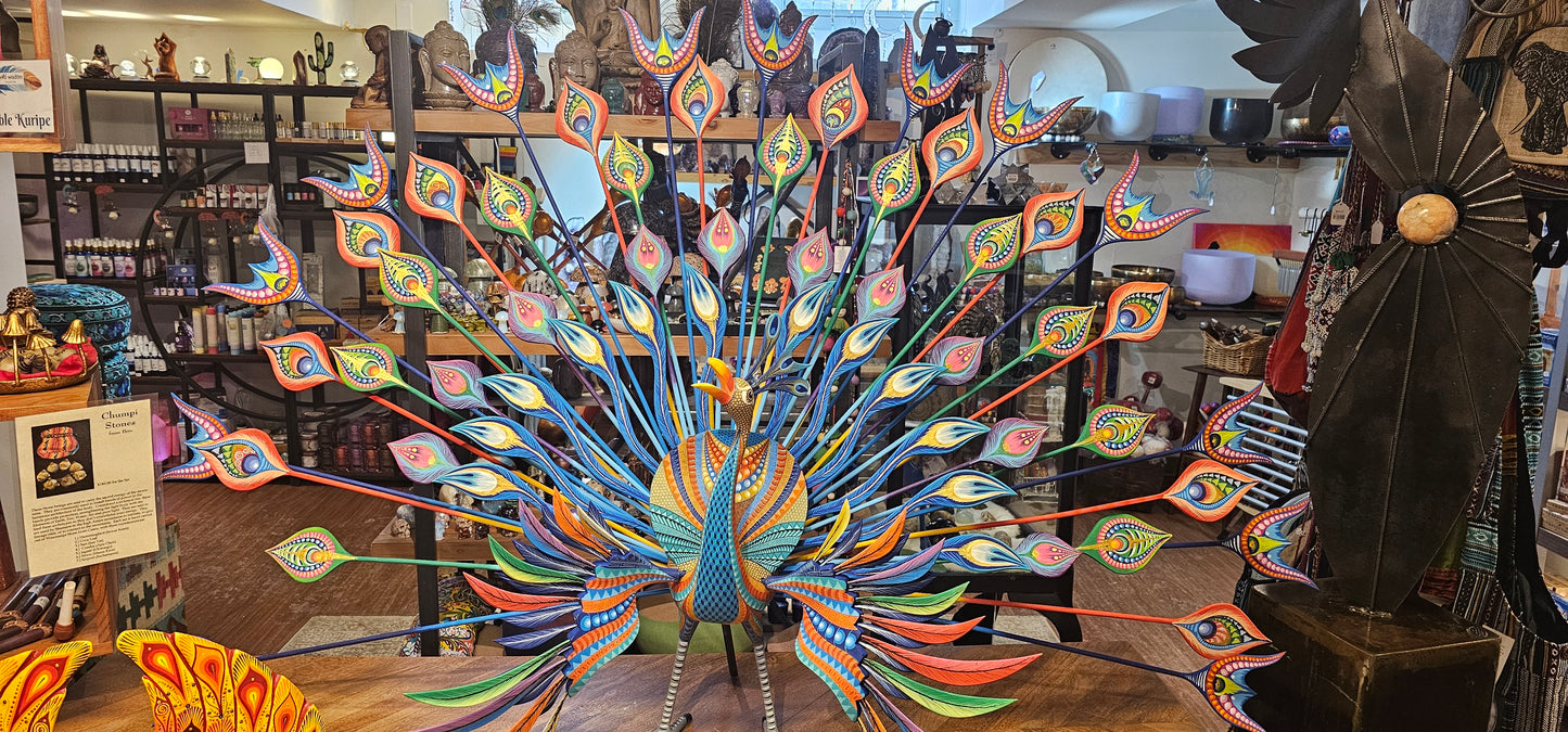 Peacock- Wood Handpainted from Mexico