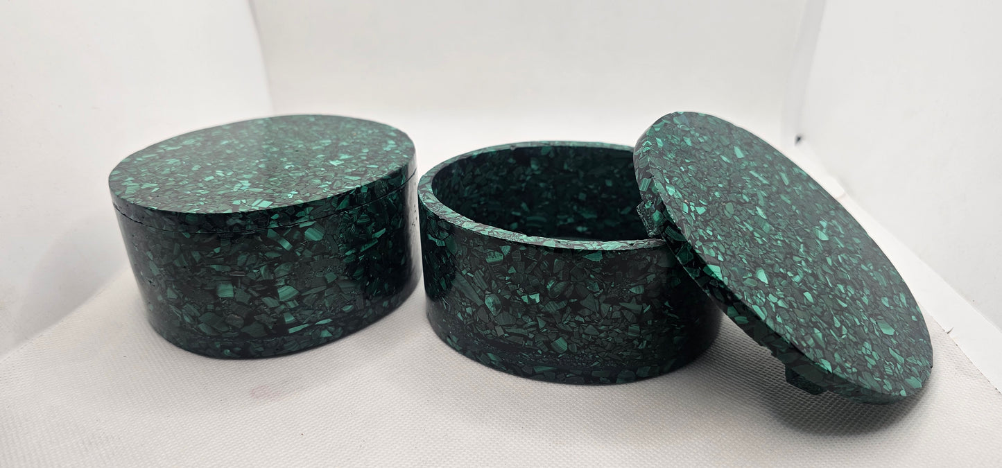 Malachite Round or oval Jewelry Box