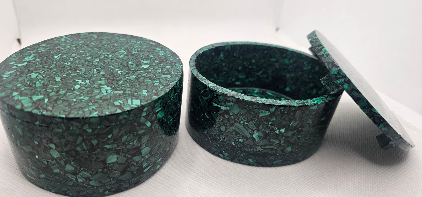 Malachite Round or oval Jewelry Box