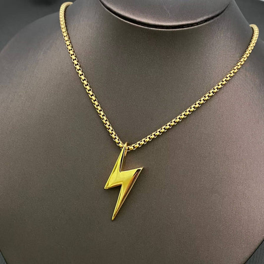 Stainless Steel Lightning Pendant Necklace