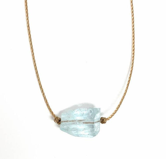 Aquamarine Freeform or Leaf Gemstone Necklace: 16,18, 04 20 inch legnth