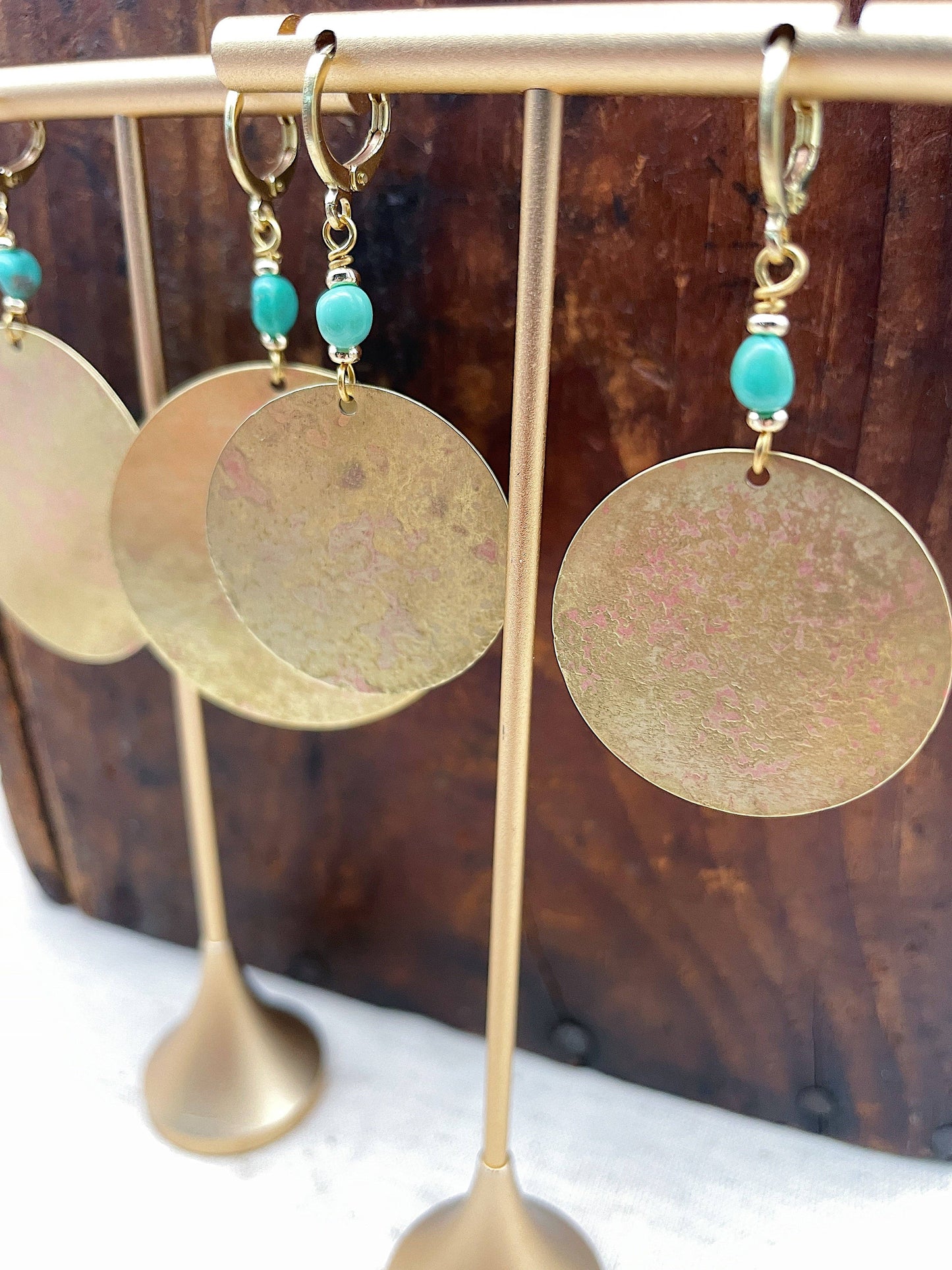 Recycled Patina Round Earrings: Small