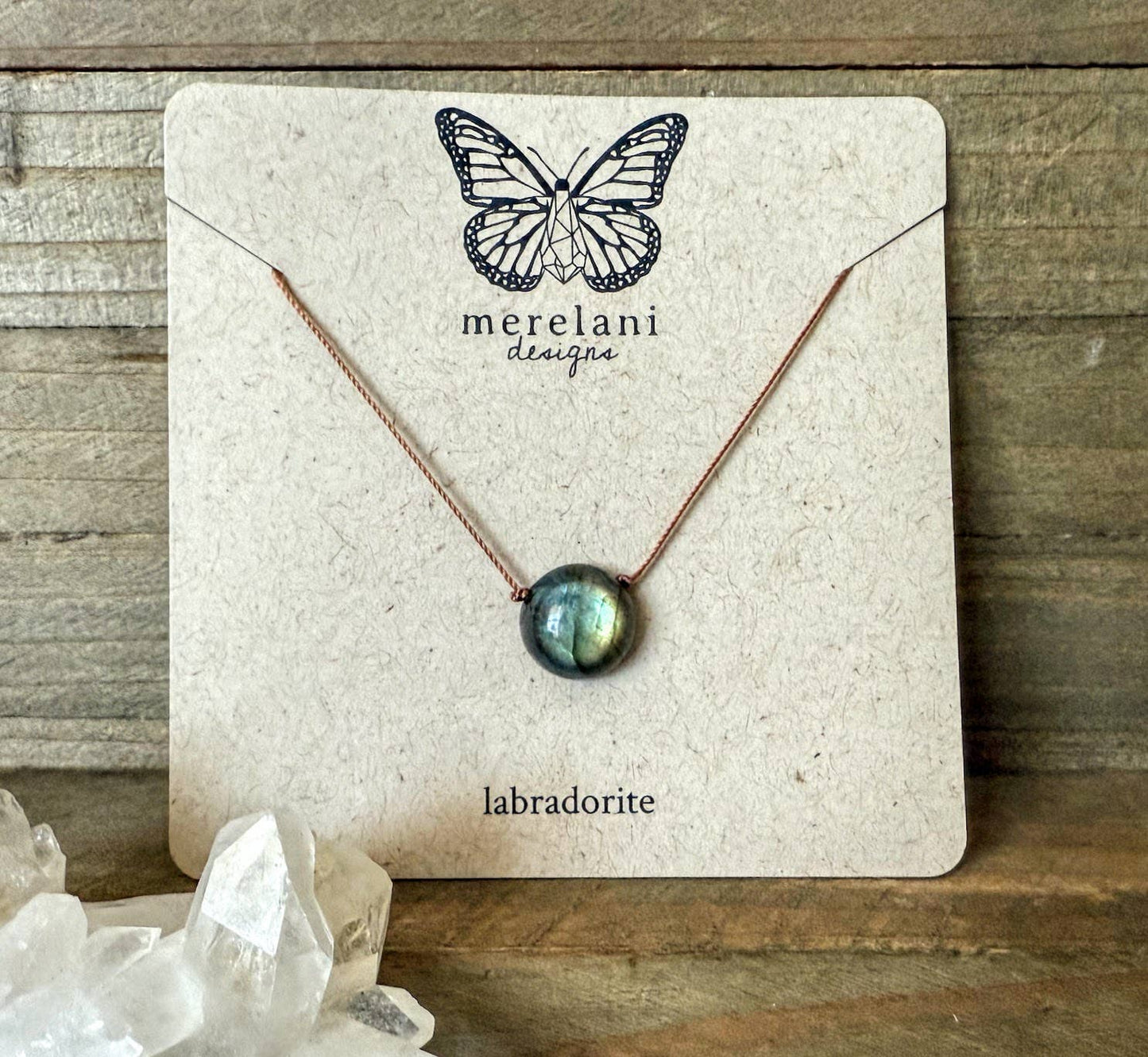 Labradorite Dot Cord Necklace  : 16" or 18"