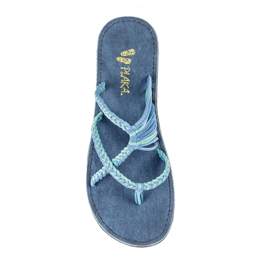 Oceanside Summer Flip Flops Flat Sandals - Cornflower