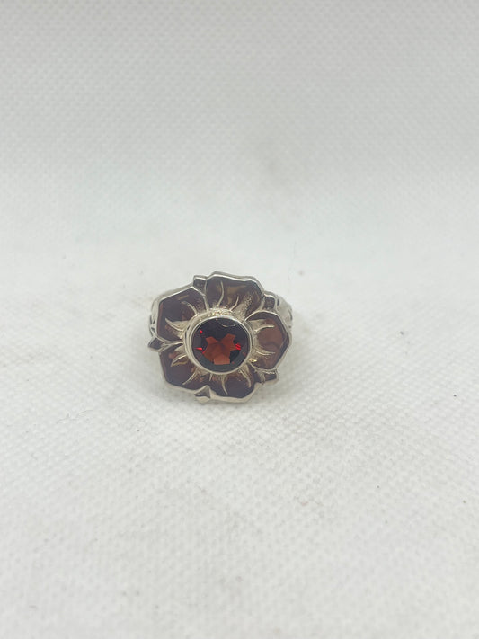 Garnet Flower Ring