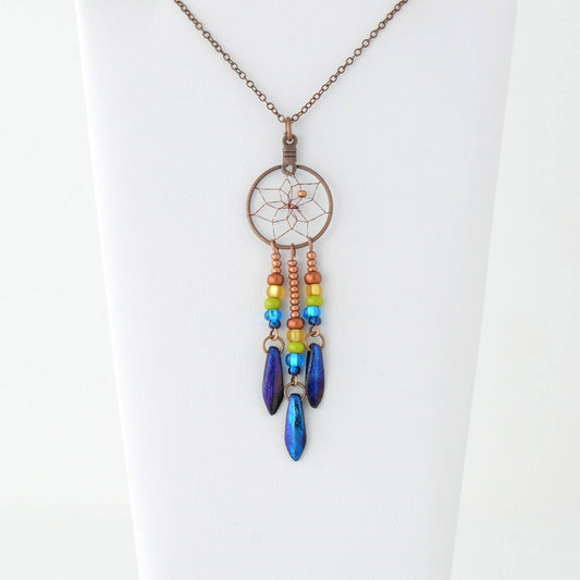 .75" Dream Catcher Necklace with Prismatic Dangles