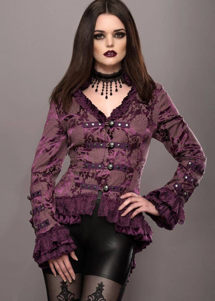 Purple Steampunk Tail Jacket Goth Tailcoat Burlesque  : Small - 4XL