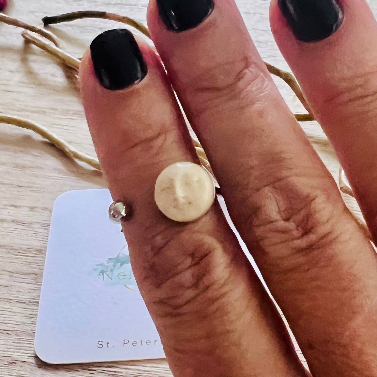 Eclipsed- boho carved moon ring: Yellow Gold or Silver