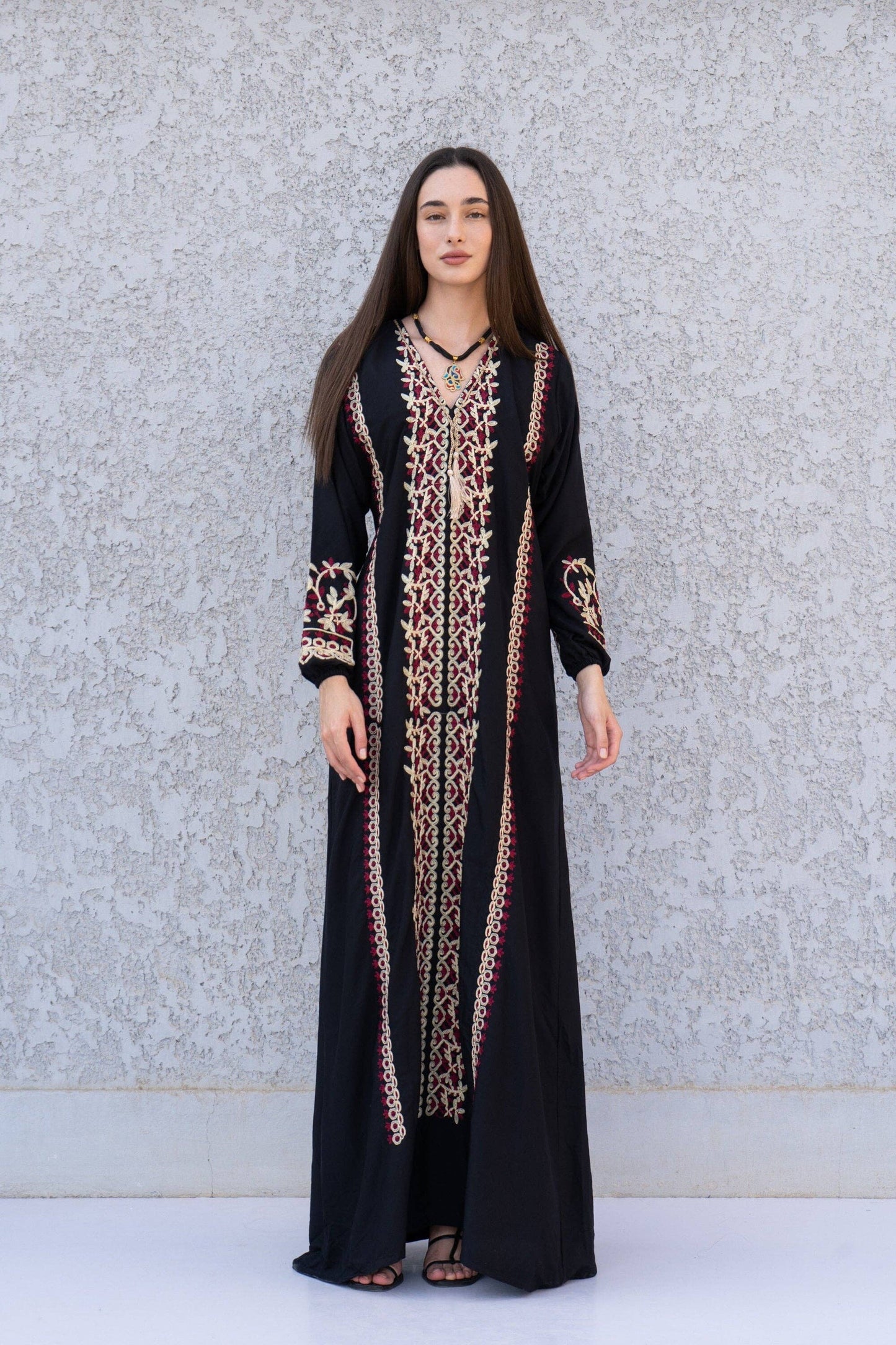 Chic Black embroidered cotton Caftan, caftans for women, Kaftans, embroidered Caftan dress, Caftan maxi dress, Caftans for women, Caftans: S/M/L