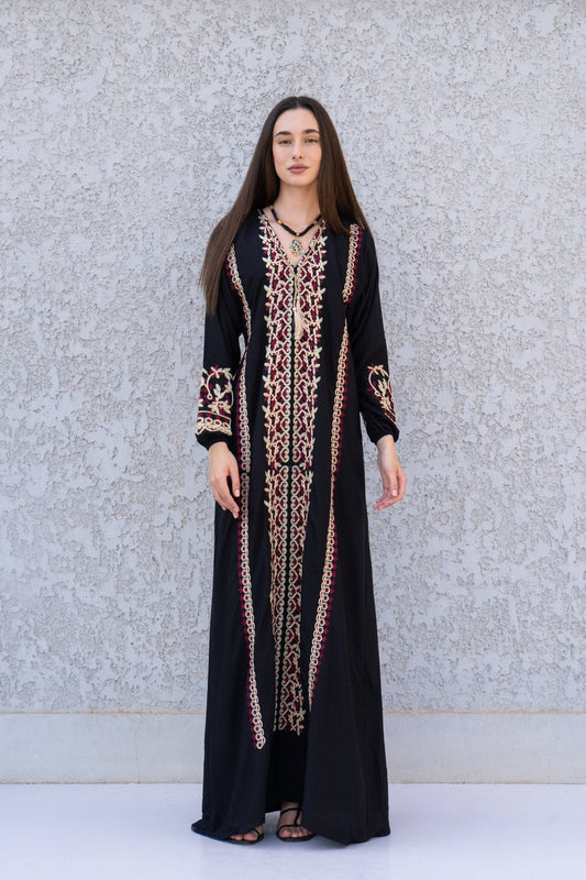 Chic Black embroidered cotton Caftan, caftans for women, Kaftans, embroidered Caftan dress, Caftan maxi dress, Caftans for women, Caftans: S/M/L