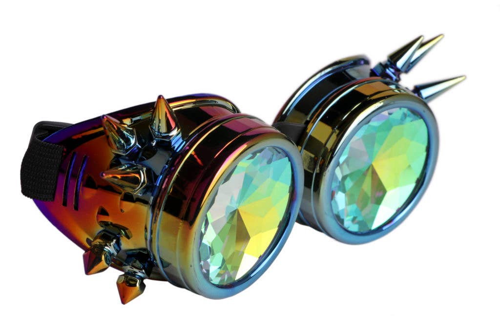 Steampunk Kaleidoscope Glasses - Psychedelic: Yellow-Turq or Rainbow