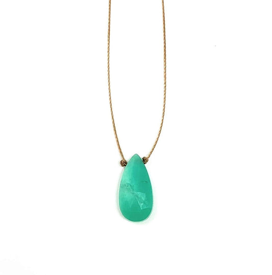 Chrysoprase Faceted Teardrop Necklace: 16" or 18" legnth