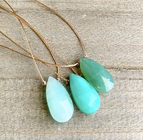 Chrysoprase Faceted Teardrop Necklace: 16" or 18" legnth