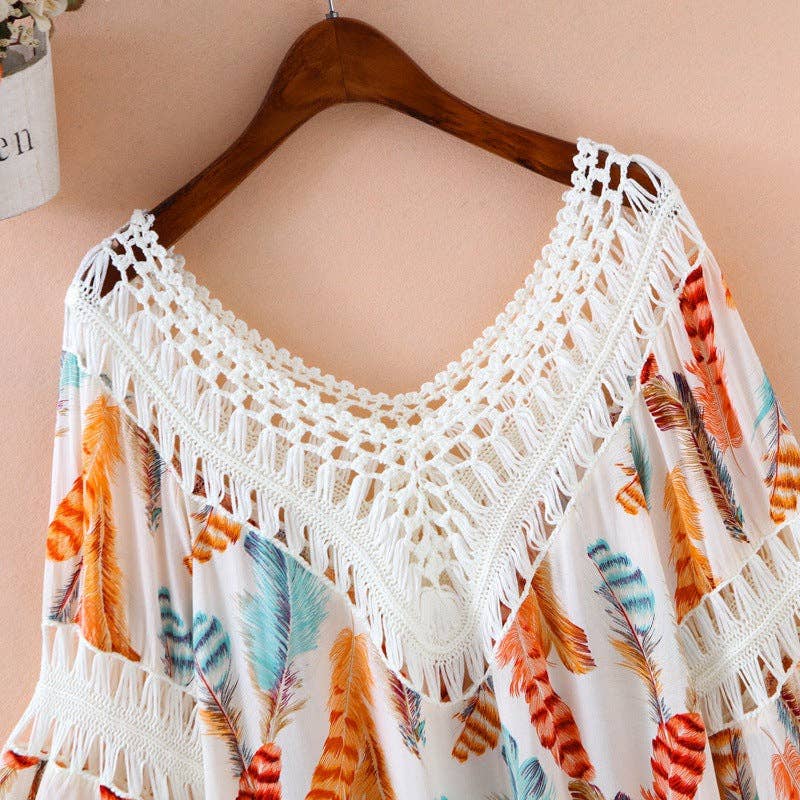 Bohemian Tassel Shawl: ORANGE / AVERAGE
