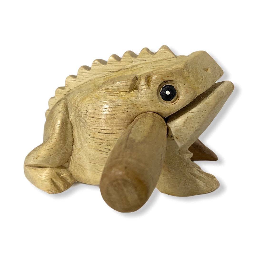 Natural Wooden Frog 2"