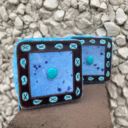 Turquoise Stone Cowhide Jewelry box