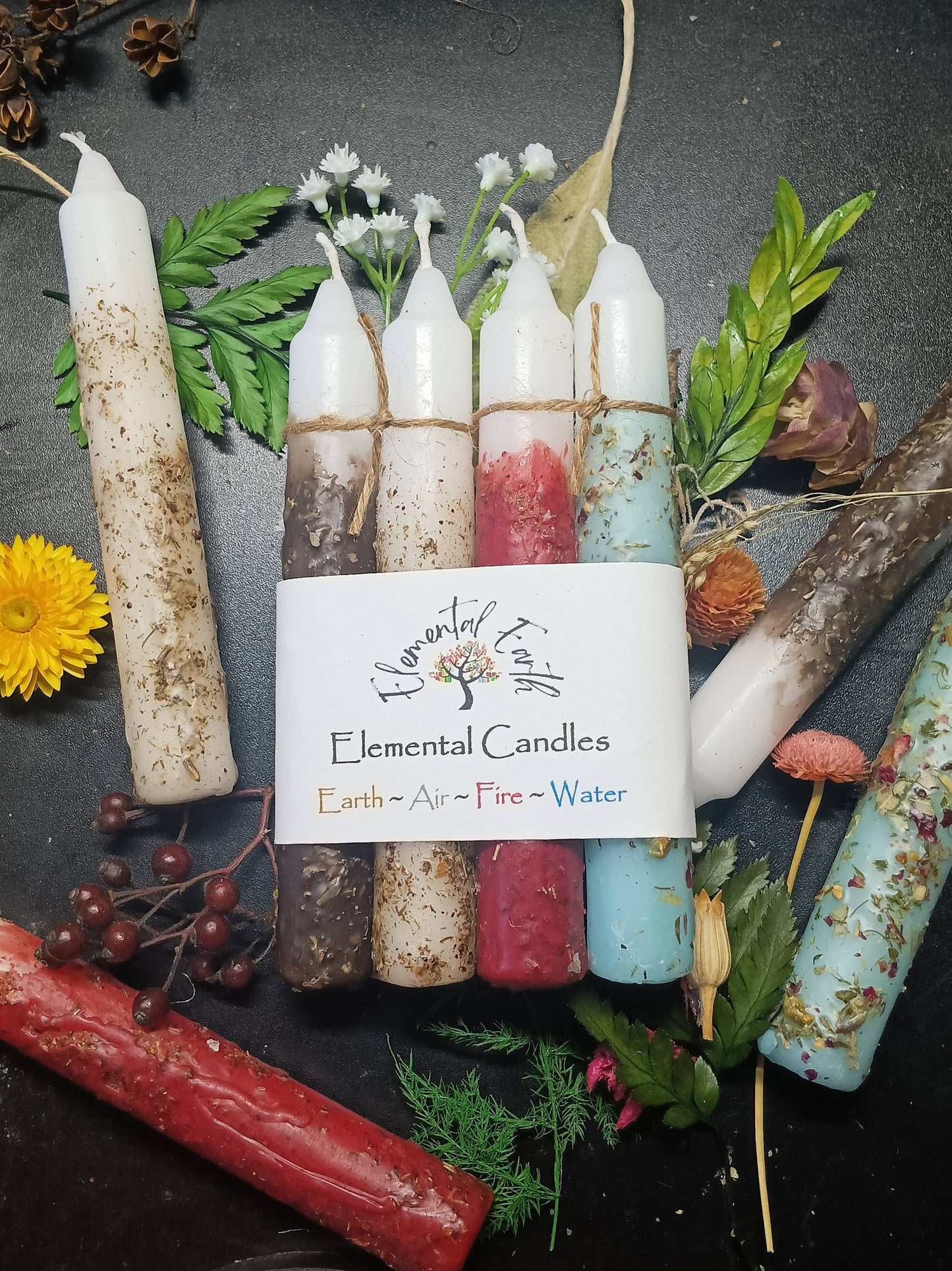 Elemental Herbal Intention 6 inch candle set