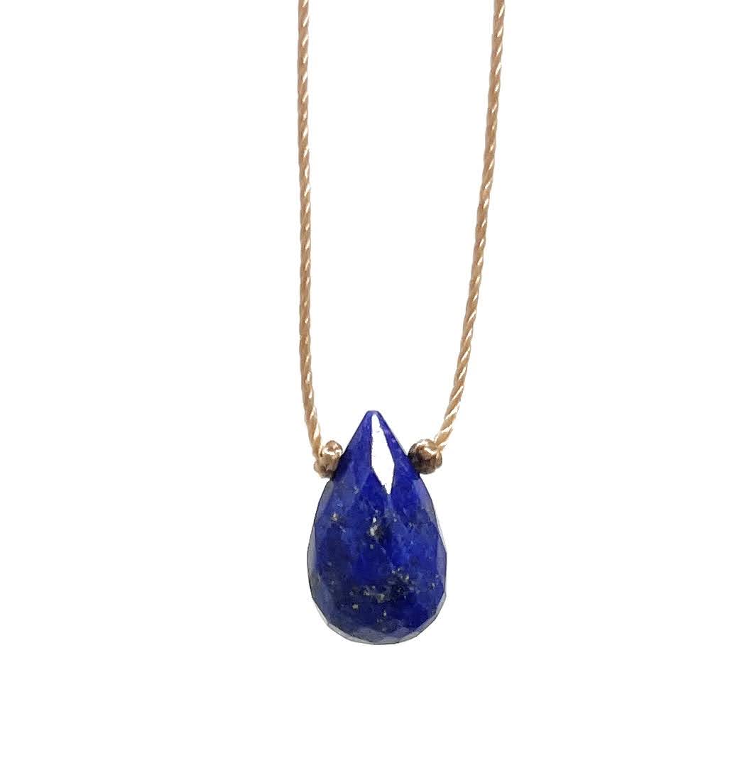 Lapis Lazuli Faceted Teardrop Necklace: 16, 18 or 20"