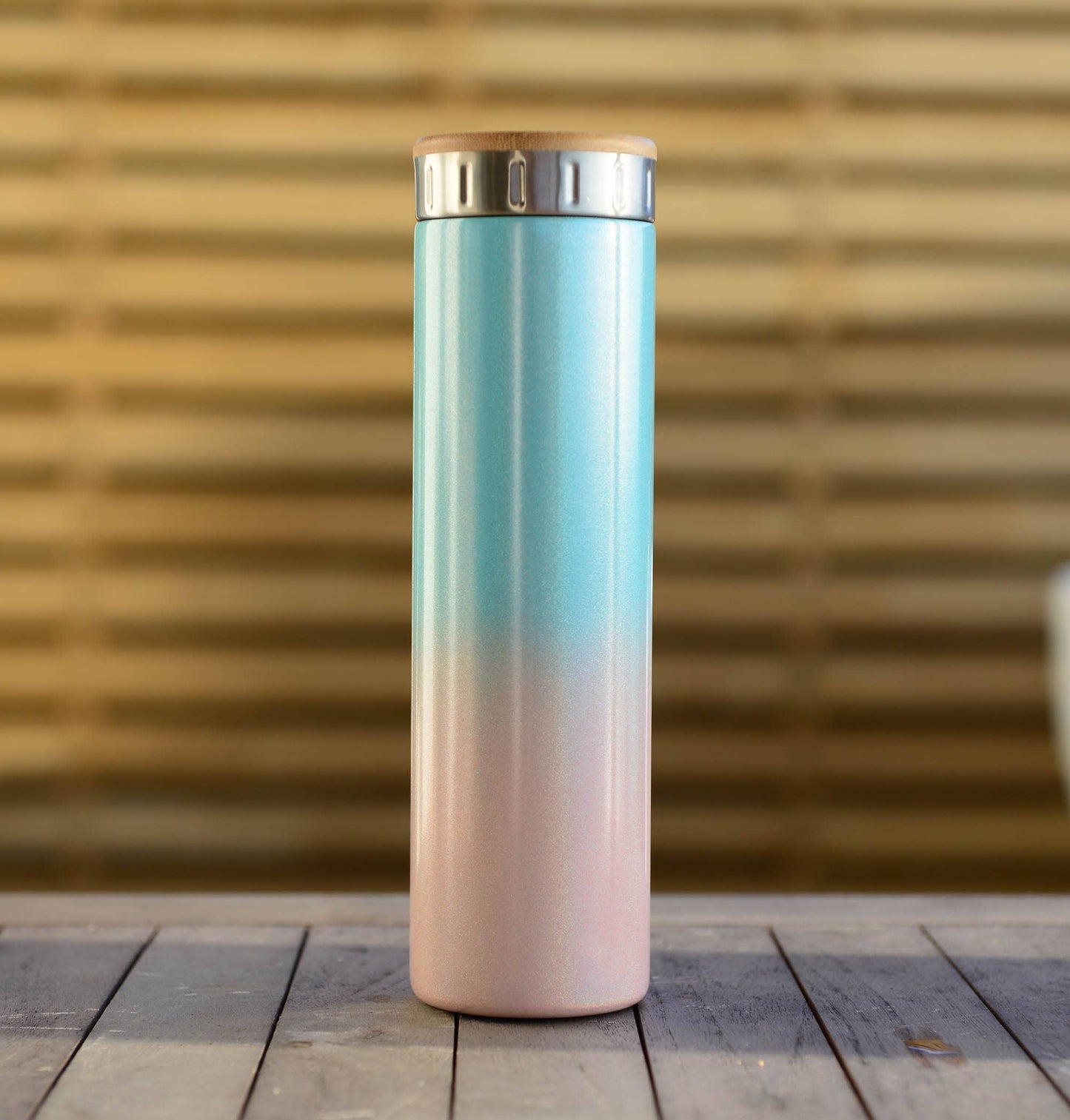 Water Bottle Bamboo lid, Internal Strainer Cotton Candy 20oz