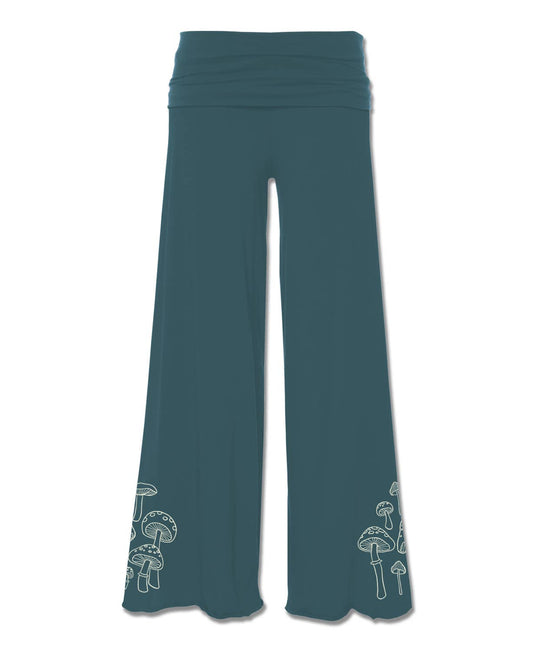 Mushrooms Flowy Pants - Teal Flow Pants: 3X