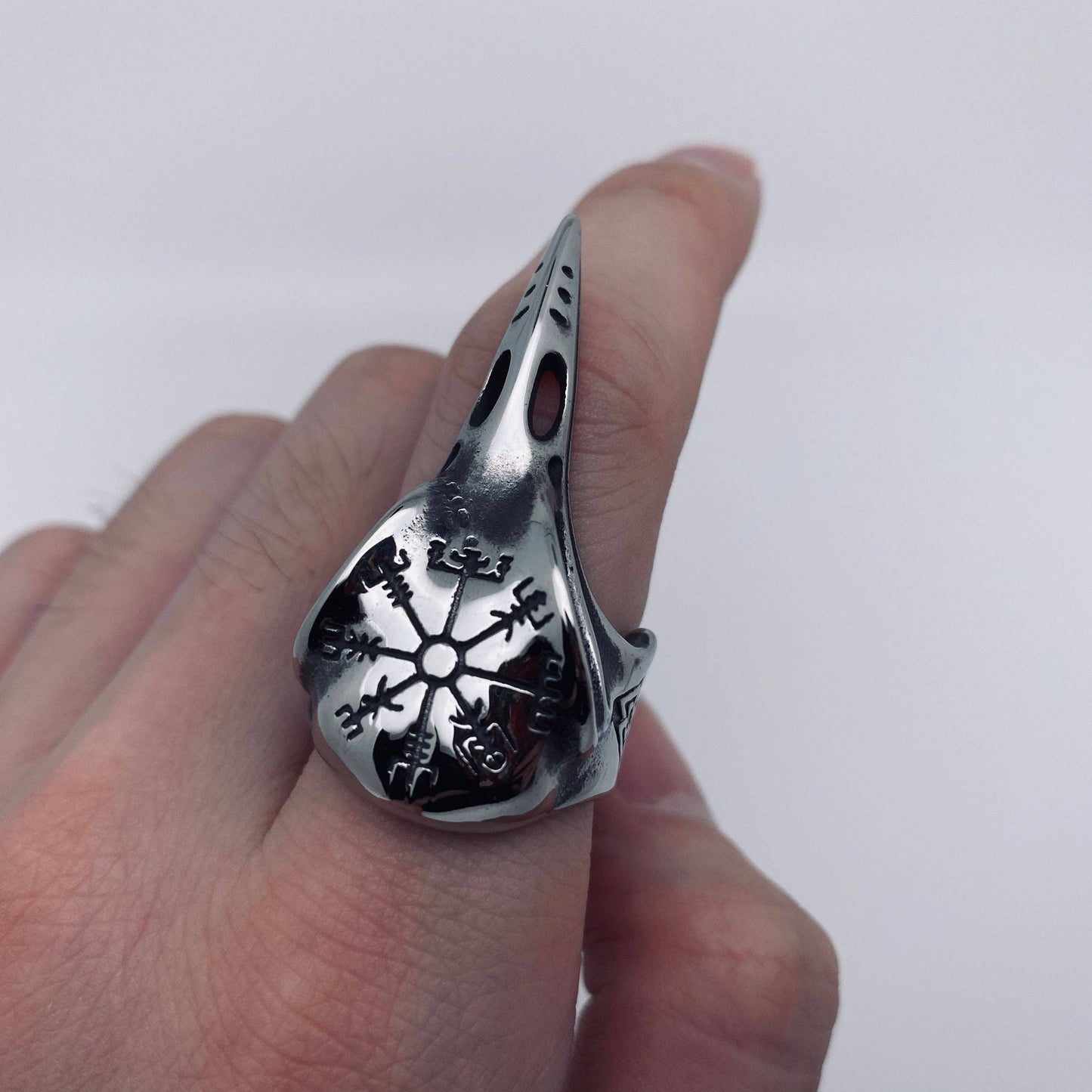 Viking Stainless Steel Men's Crow Head Ring