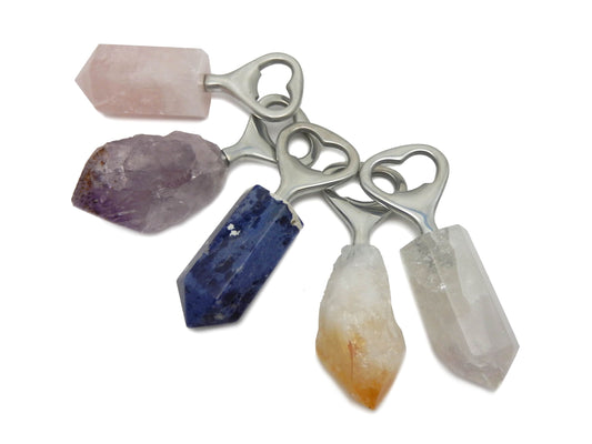 Natural Stone Bottle Opener Citrine, Agate, Rose, Sodalite, Amethyst and Crystal Quartz