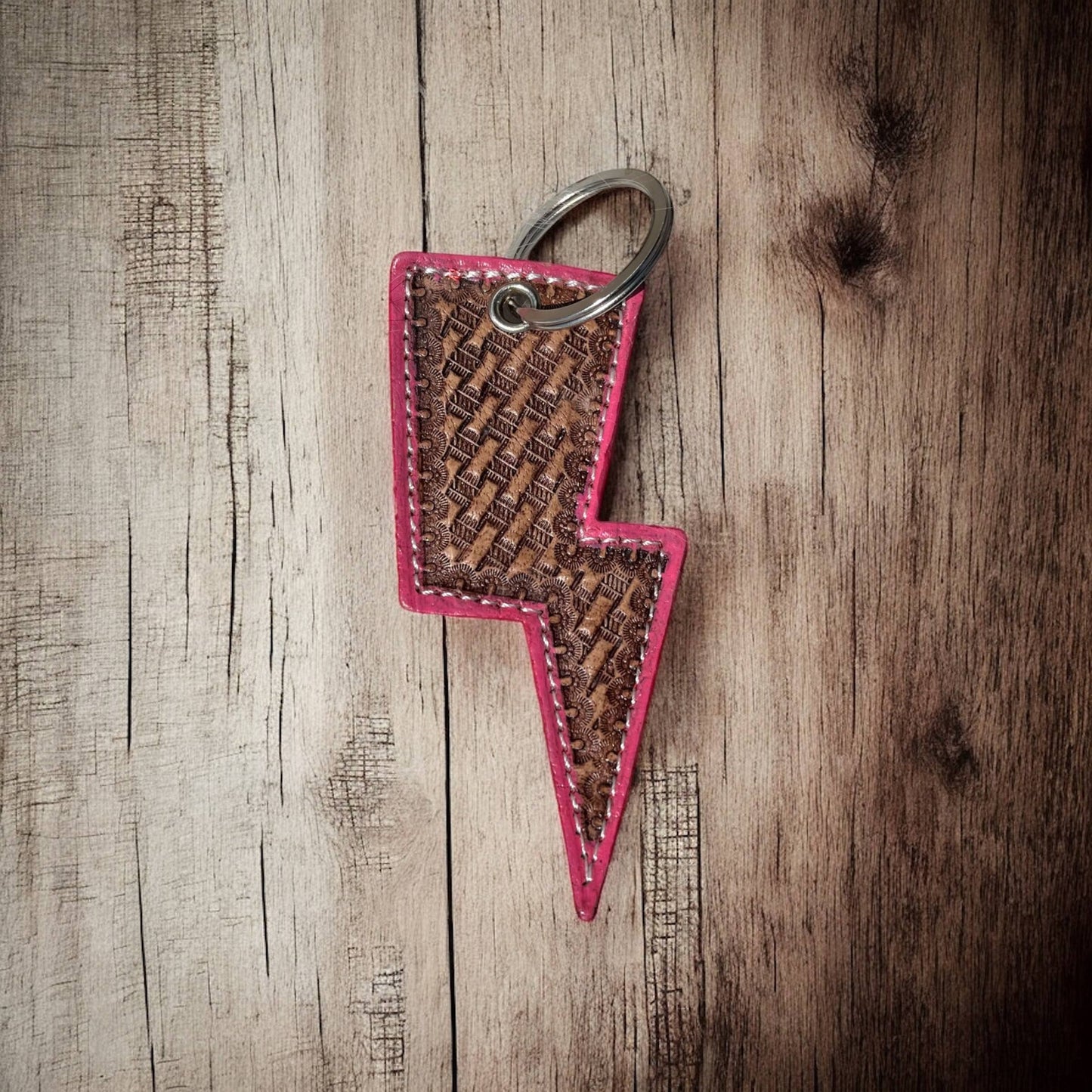 Rosa  tooled leather Keychain 