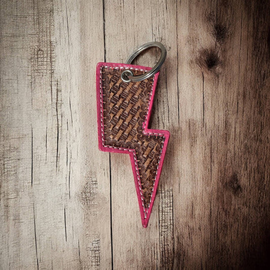 Rosa  tooled leather Keychain 