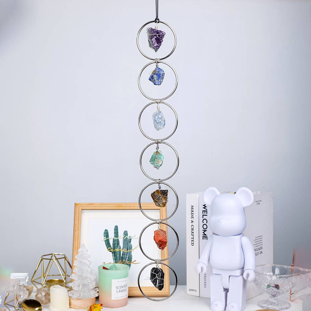 Natural 7 Chakra Gemstone Crystal Wall Hanging Raw stone
